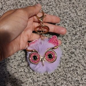 Owl Keychain with Gold Accents